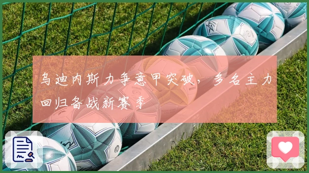 乌迪内斯力争意甲突破，多名主力回归备战新赛季